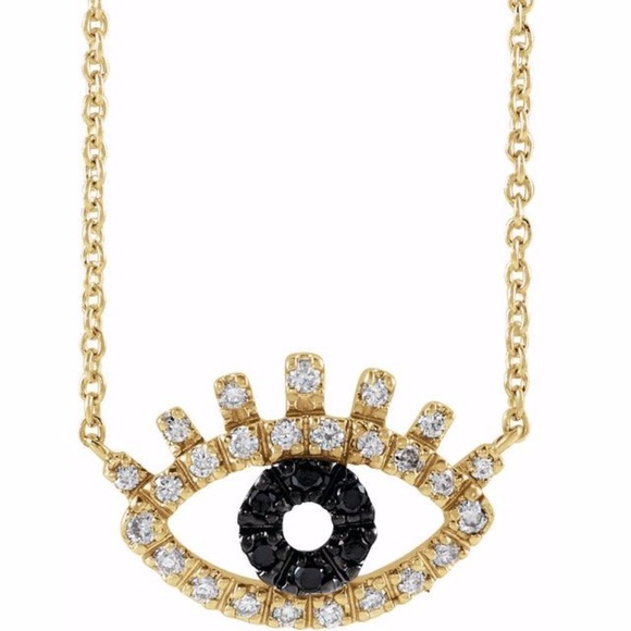 Jewelry - 14K 1/8CTW Black & White Diamond Evil Eye Necklace
